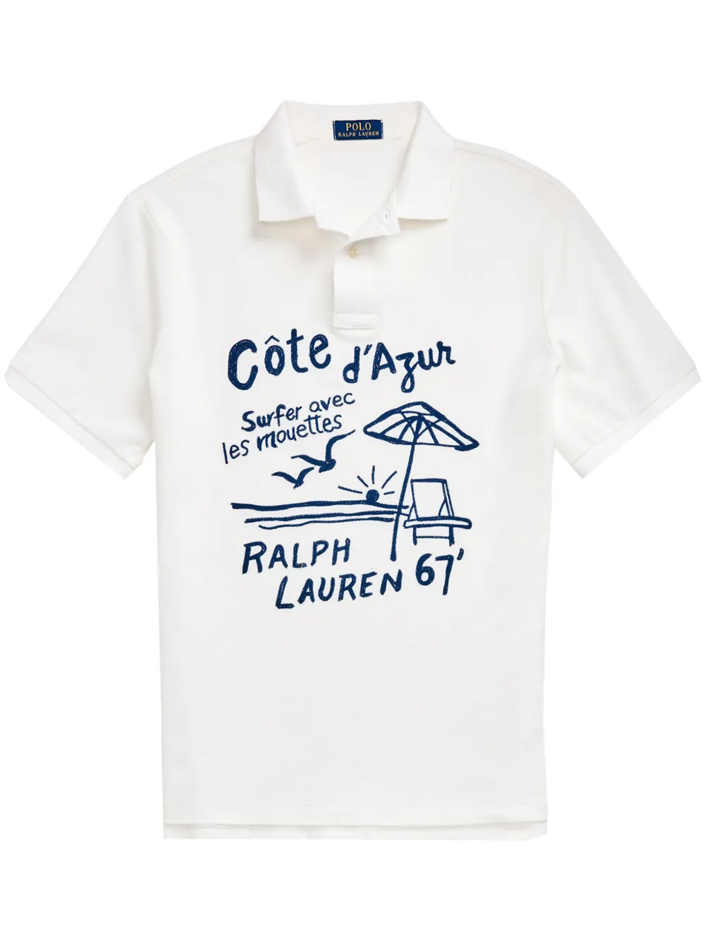 Polo Ralph Lauren Côte D'azur-print Cotton Polo Shirt In White