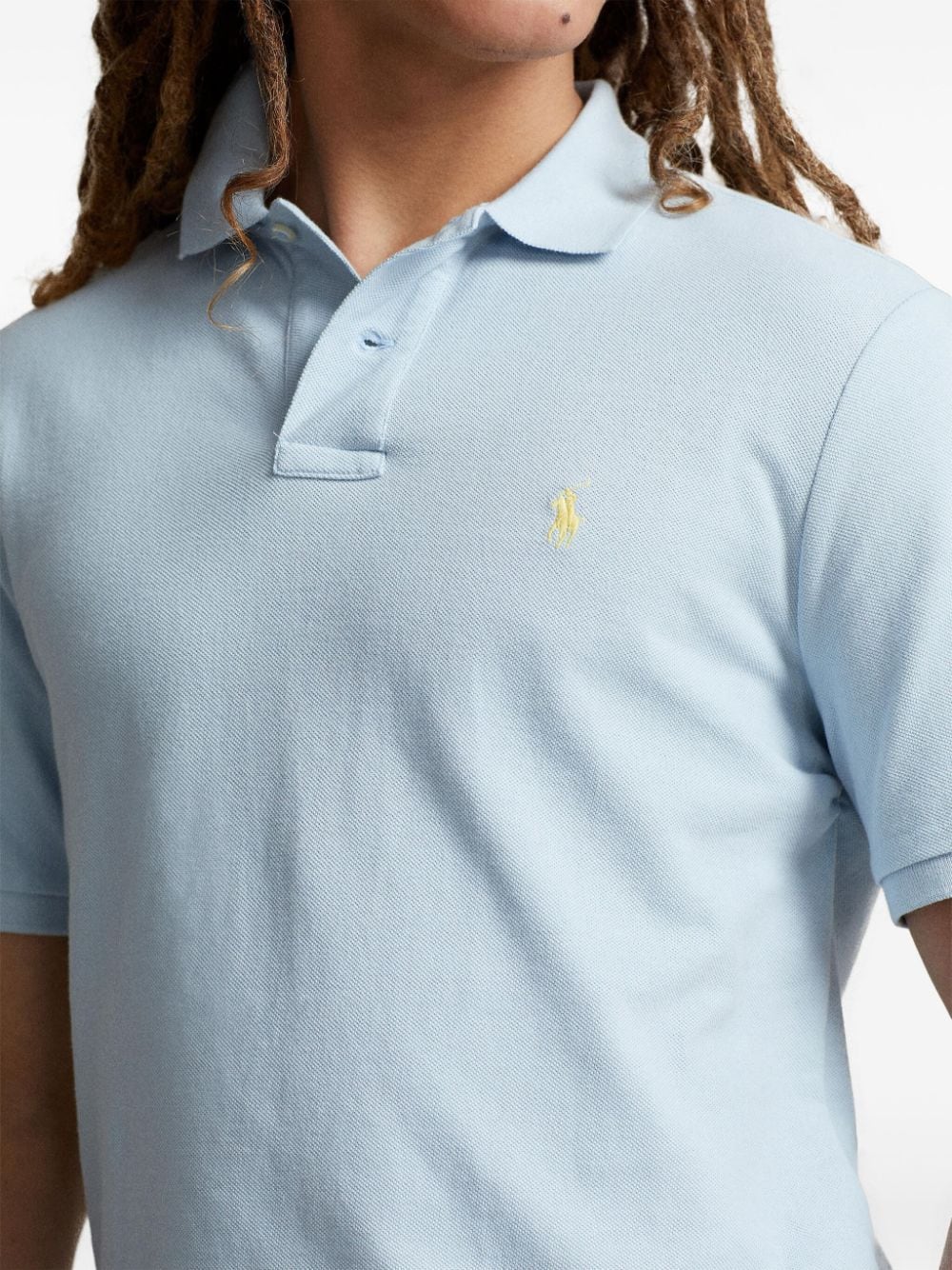 Shop Polo Ralph Lauren Polo Pony-embroidered Cotton Polo Shirt In Blue