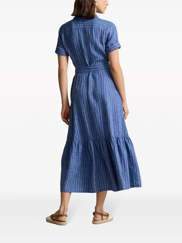 Polo Ralph Lauren Stripe Linen Shirt Dress Blue FARFETCH TR