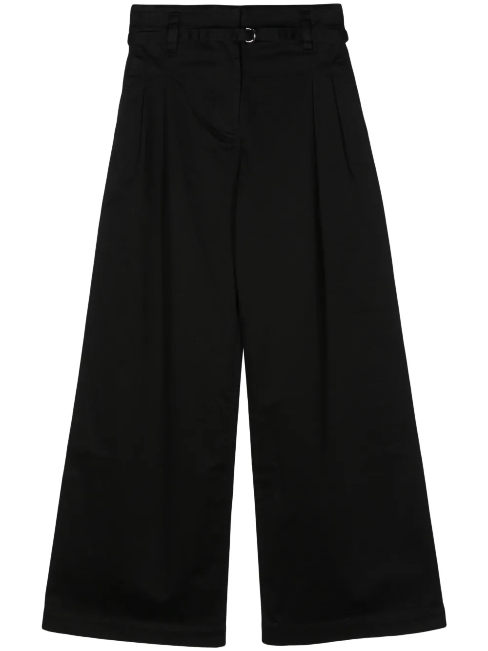 Proenza Schouler White Label Raver High-rise Cotton Twill Wide-leg Pants In Black