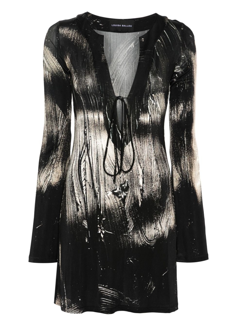 Shop Louisa Ballou Painted-print Jersey Kaftan In Black