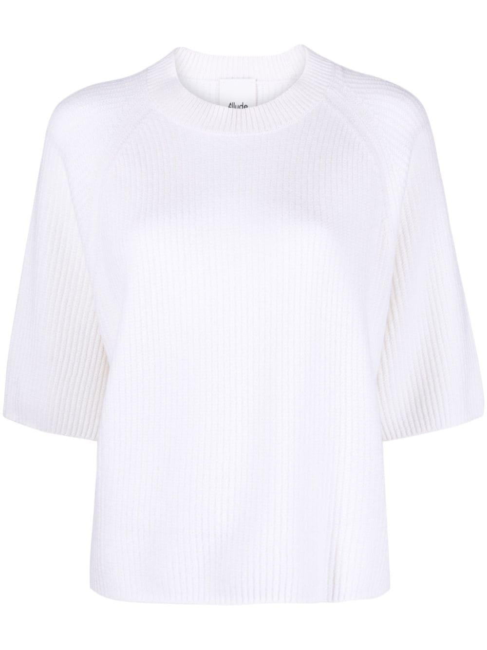 Allude Wool-cashmere Half-sleeve Jumper In White