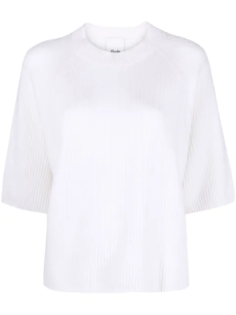 Allude half-length sleeve ribbed cashmere jumper
