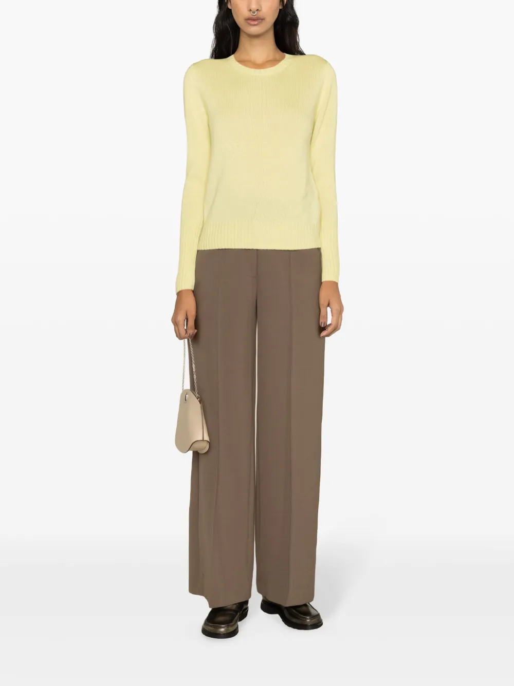 Shop Allude Crew-neck Cashmere Jumper In Yellow