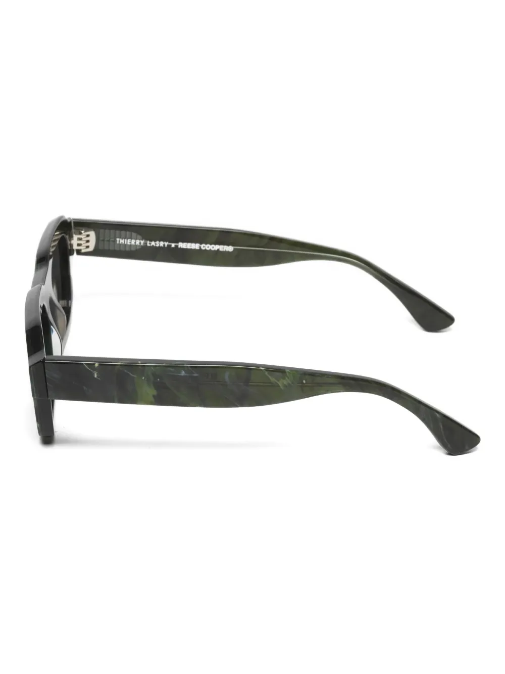 Thierry Lasry Marble-effect Rectangle-frame Sunglasses In Green
