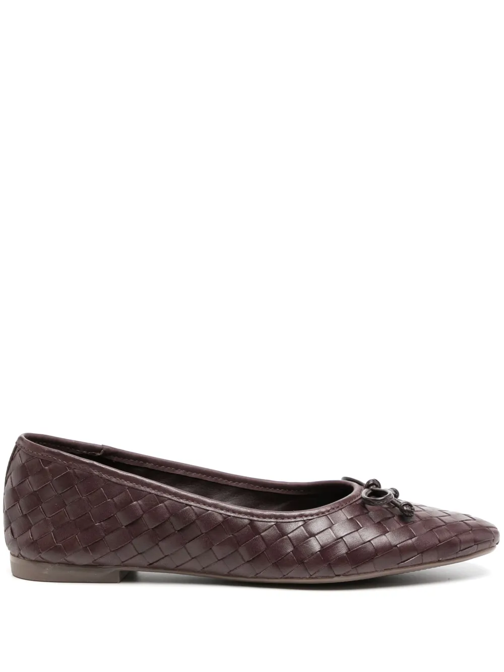 Schutz Arissa Dark Chocolate Woven Leather Ballet Flats In Brown