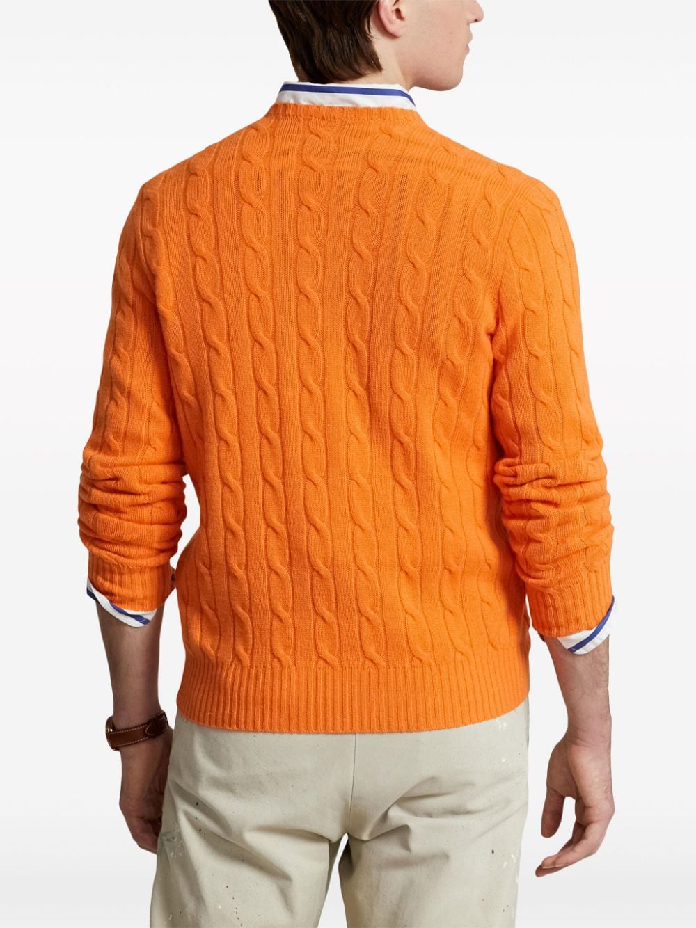 Shop Polo Ralph Lauren Cable-knit Cashmere Jumper In Orange