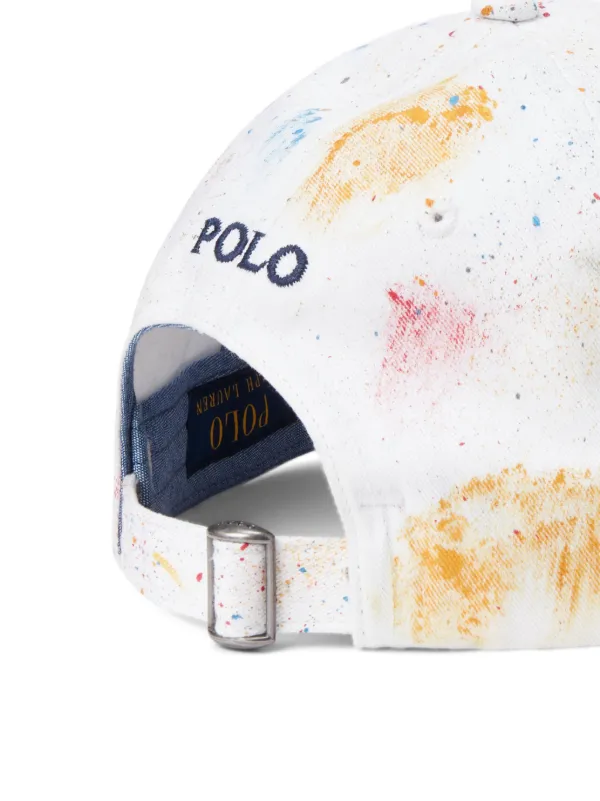 Polo Ralph Lauren spray paint Effect Cotton Cap White FARFETCH AO