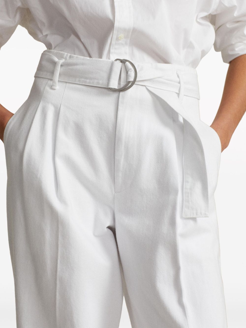 Shop Polo Ralph Lauren Evan Wide-leg Denim Trousers In White