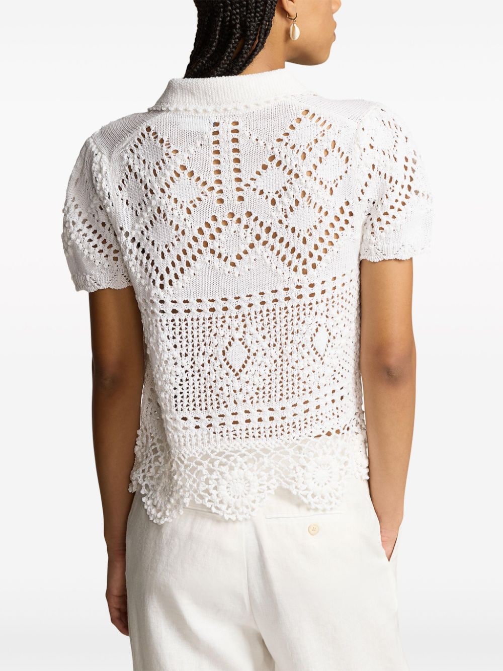 Shop Polo Ralph Lauren Open-knit Cotton Polo Shirt In White