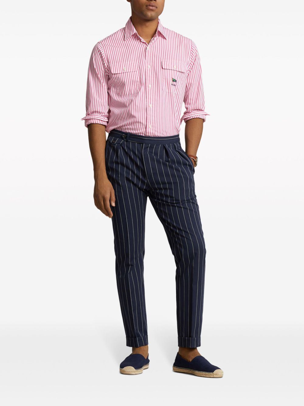 Shop Polo Ralph Lauren Stripe-pattern Cotton Shirt In Pink