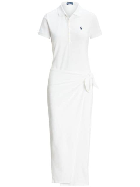 Polo Ralph Lauren فستان ماكسي ملفوف ومطرز بشعار 'بولو بوني'