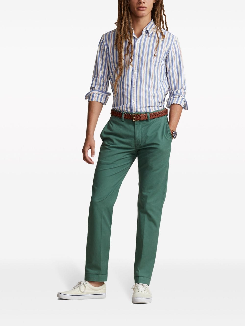 Shop Polo Ralph Lauren Stripe-pattern Cotton Shirt In Blue