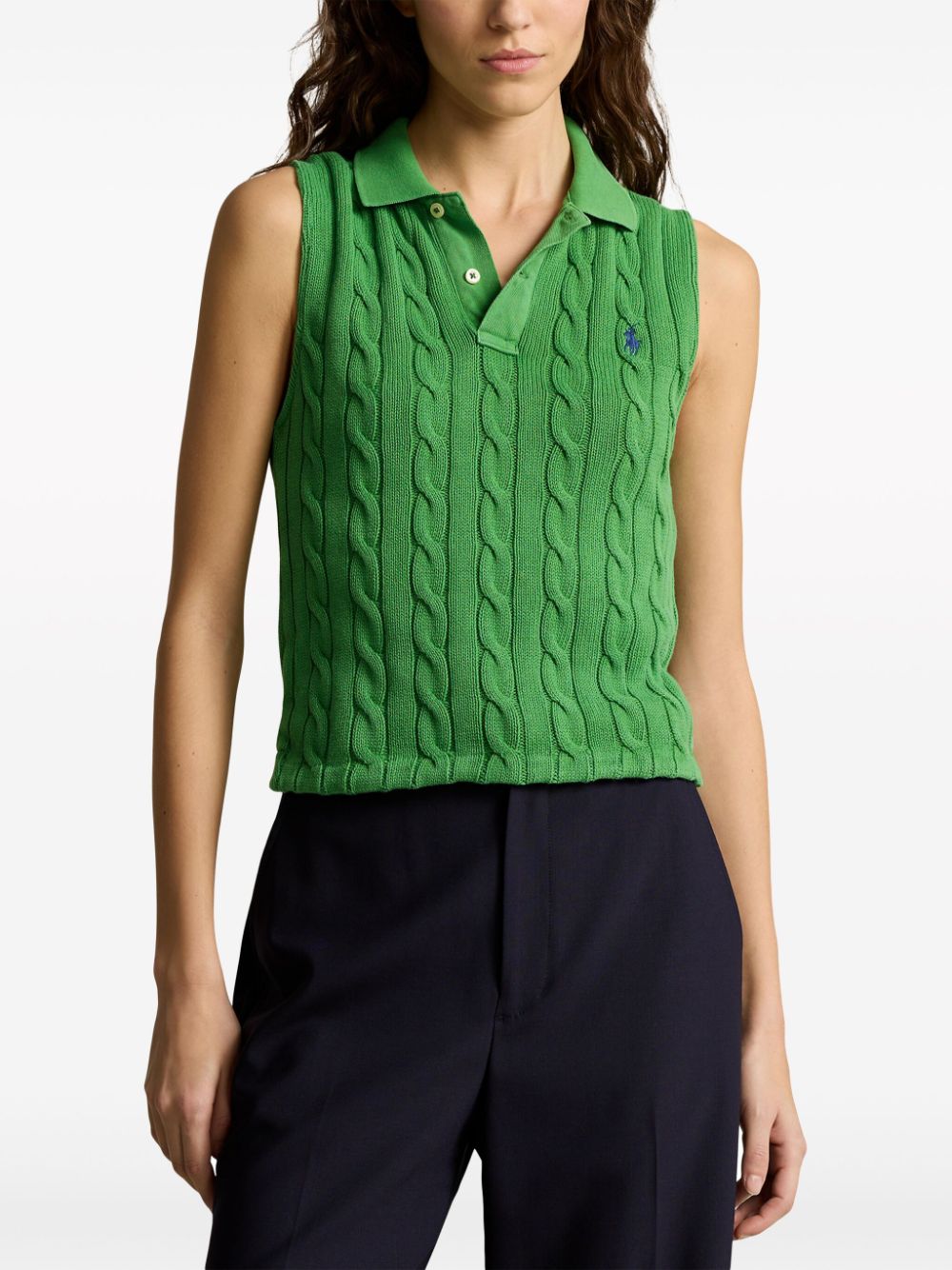 Polo Ralph Lauren cable-knit cotton polo top Women