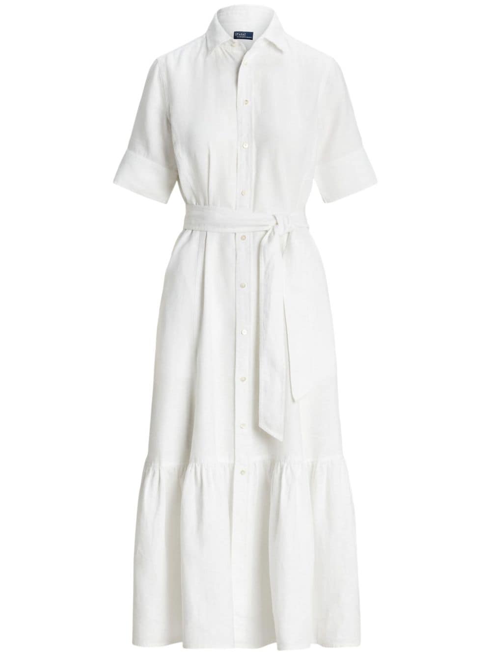 Polo Ralph Lauren Short-sleeve Linen Shirt Dress In 白色