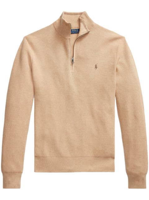 Polo Ralph Lauren suéter tcon medio cierre y logo bordado