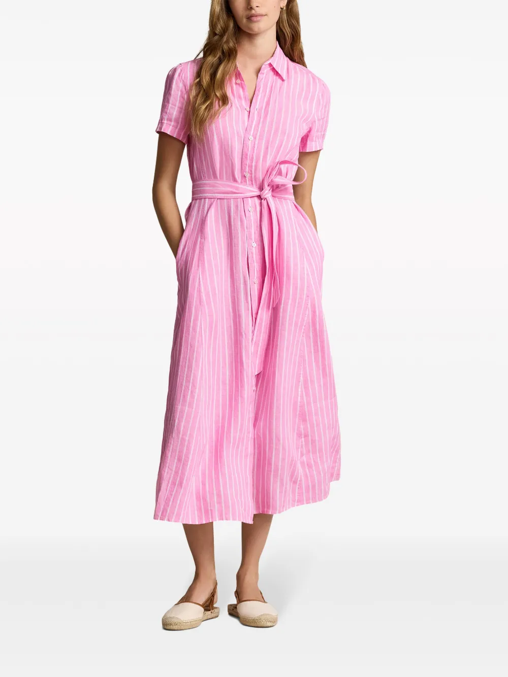 Polo Ralph Lauren Linnen blousejurk met ceintuur Roze