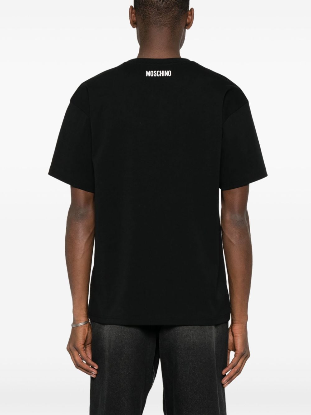 Shop Moschino Round-neck Cotton T-shirt In Black