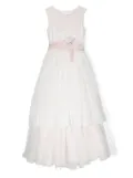 Mimilù floral-embroidered tulle dress - White