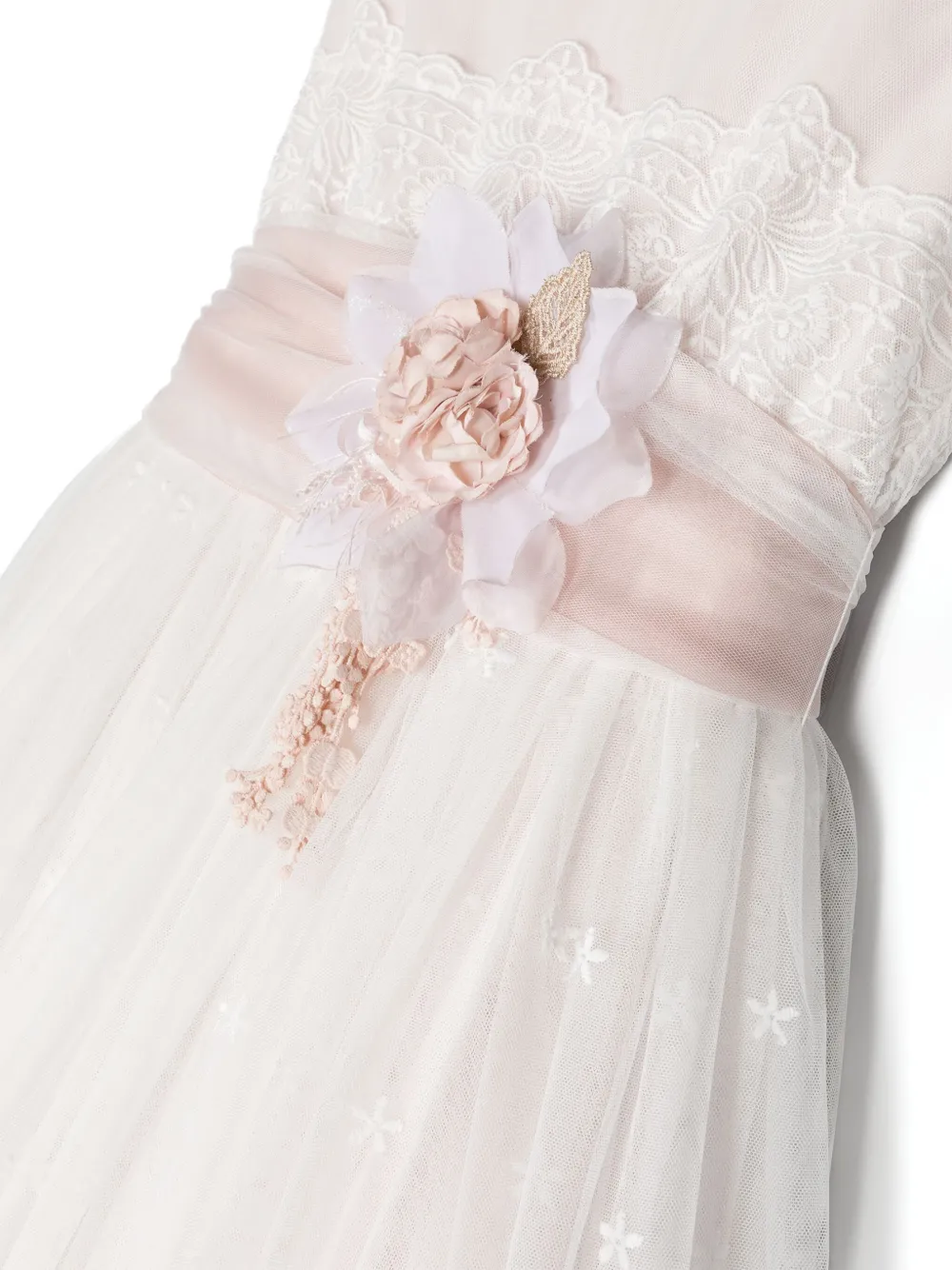 Shop Mimilù Floral-embroidered Tulle Dress In White