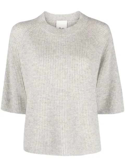 Allude ribbed half-length sleeve cashmere jumper