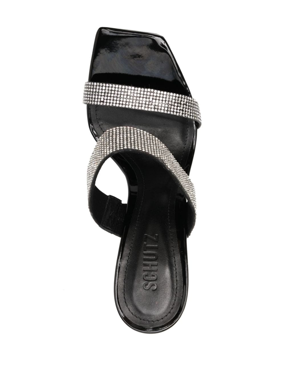Shop Schutz 120mm Crystal-embellished Leather Mules In Silver
