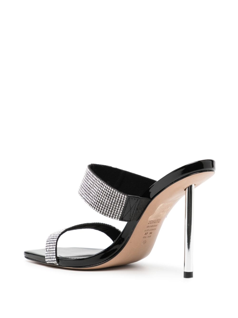 Shop Schutz 120mm Crystal-embellished Leather Mules In Silver