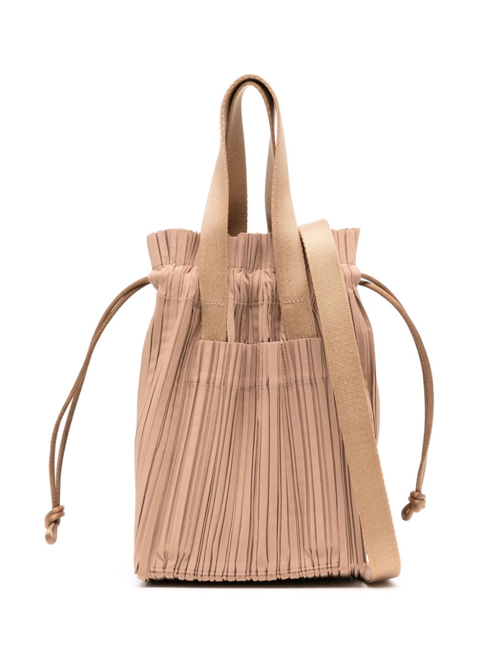 Shop Issey Miyake Pleats Artificial Leather Tote Bag In Brown