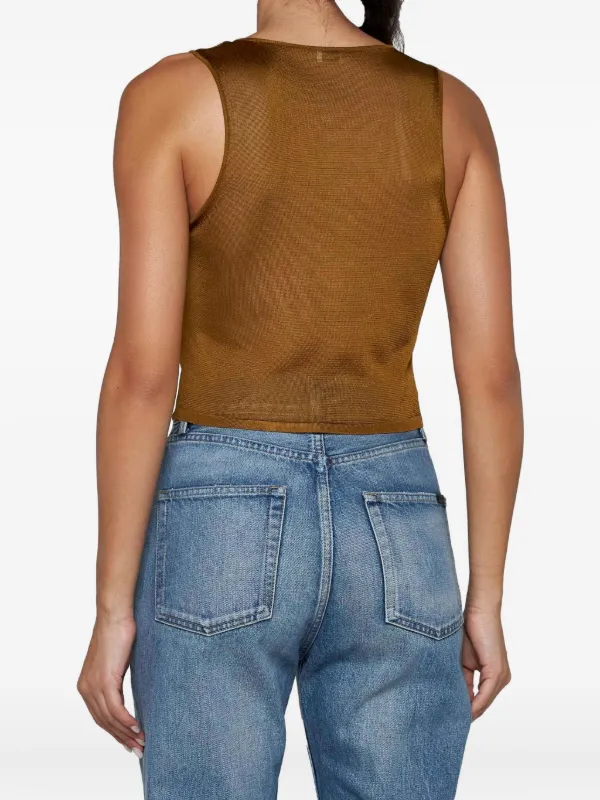 Saint Laurent Knitted Cropped Tank Top | Brown | FARFETCH Saint Laurent Knitted Cropped Tank Top | Brown | FARFETCH