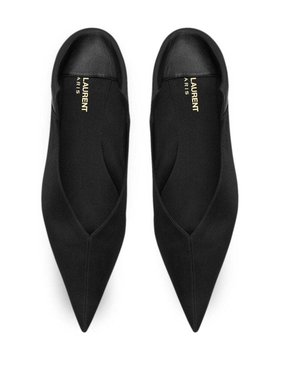 Shop Saint Laurent Carolyn Crepe-texture Ballerina Shoes In Nero/nero