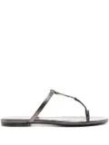 Saint Laurent Cassandra leather flip flops - Brown