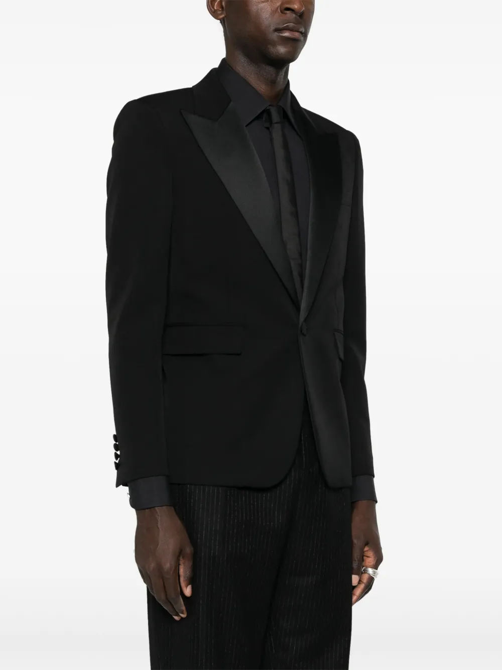 Saint Laurent Wollen blazer met enkele rij knopen Zwart