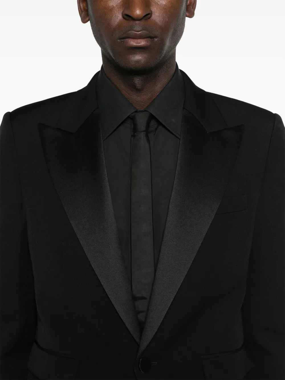 Saint Laurent Wollen blazer met enkele rij knopen Zwart