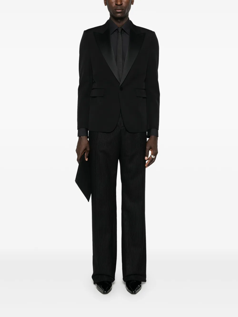 Saint Laurent Wollen blazer met enkele rij knopen Zwart