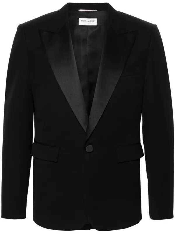 Saint Laurent ウール ジャケット ブラック Saint Laurent シングルジャケット | ブラック | FARFETCH JP