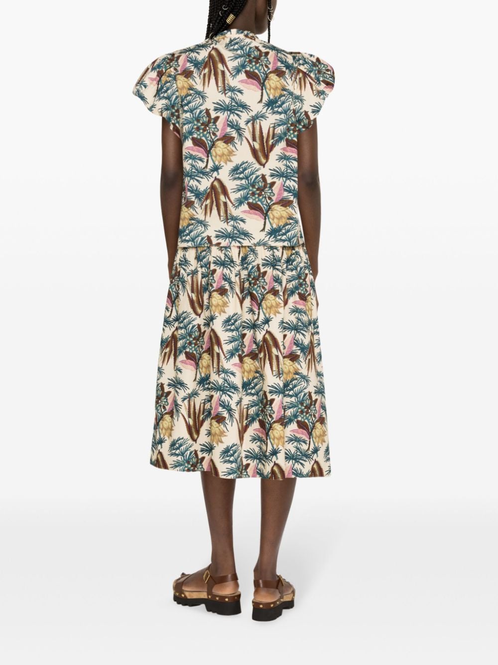 Shop Ulla Johnson Fernanda Ruched-design Cotton Skirt In Neutrals