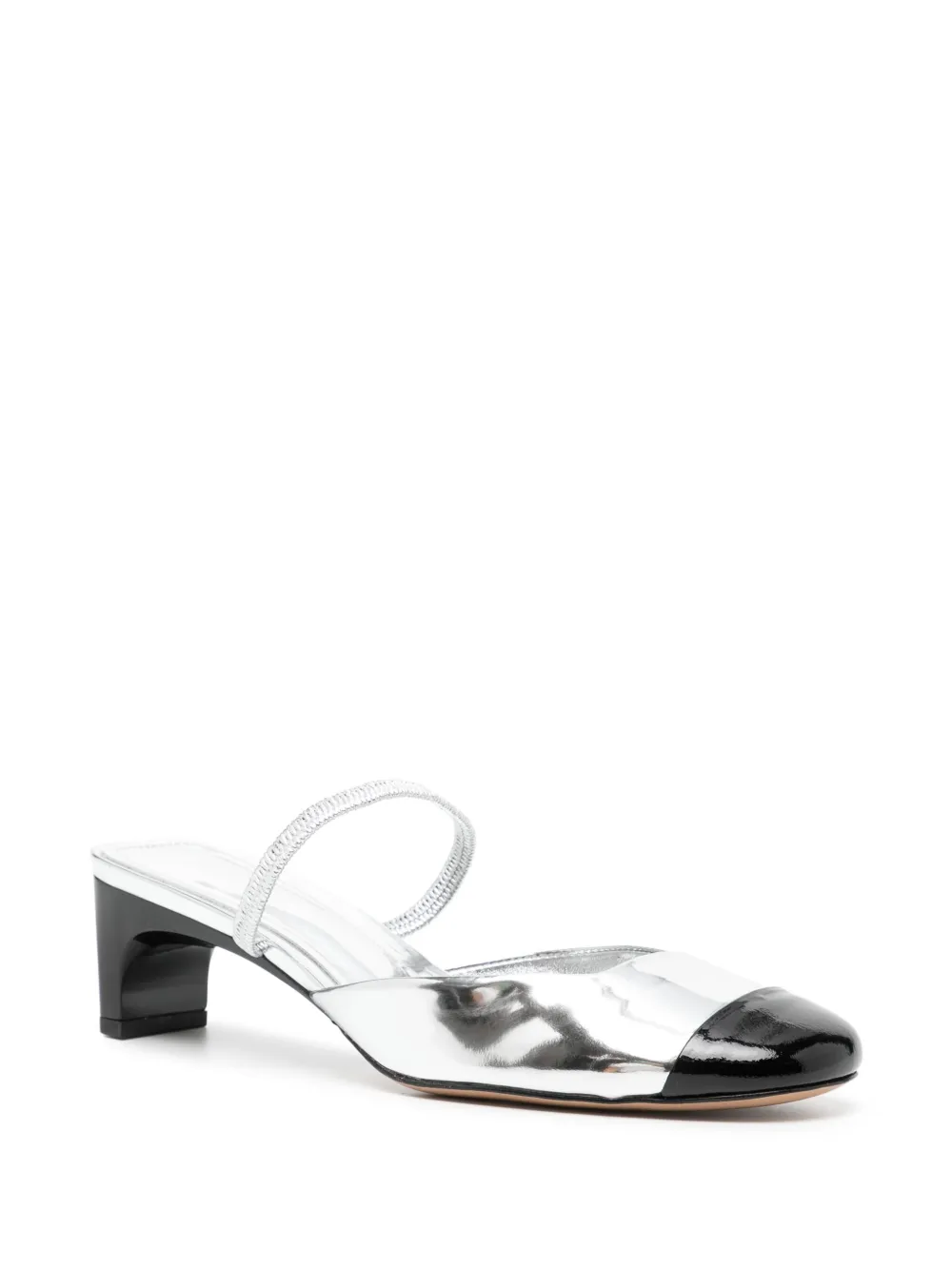 Shop Schutz 60mm Two-tone Metallic Mules In Silver