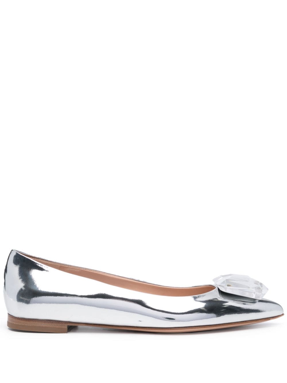 Gianvito Rossi Jaipur Patent-finish Leather Ballerina Shoes In Silber