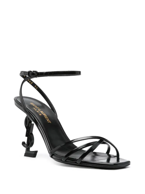 関税・送料込 Saint Laurent BLACK LEATHER OPYUM サンダル SAINT LAURENT Black Opyum YSL Ankle Strap Leather Sandals