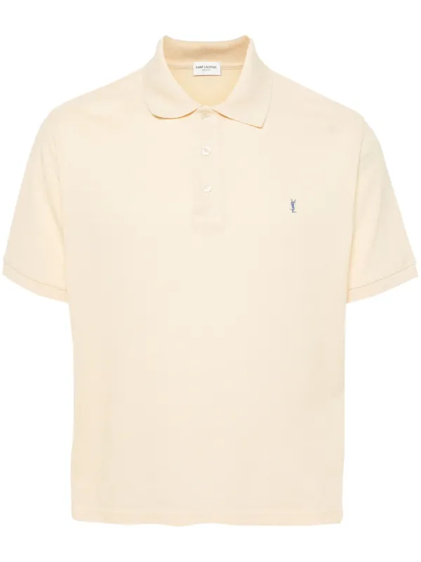 Saint Laurent Cassandre embroidered Polo Shirt Yellow FARFETCH AU