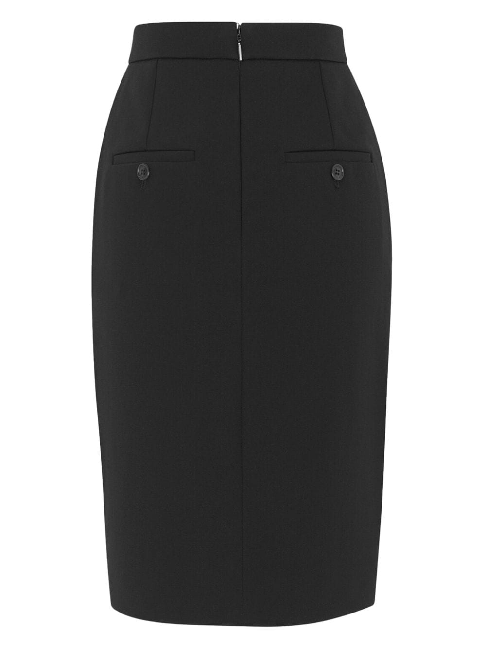Shop Saint Laurent Front-slit Grain De Poudre Pencil Skirt In Black