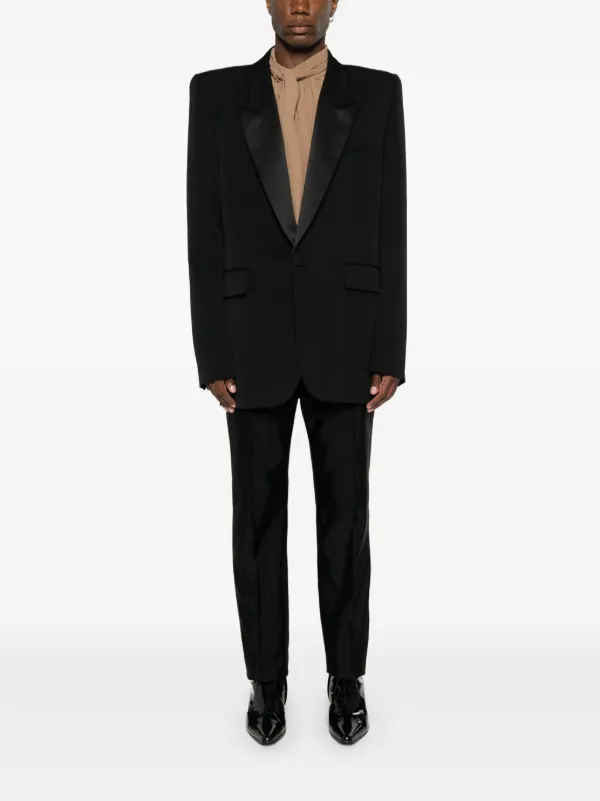 【SAINT LAURENT】TAILORED TROUSERS●824389Y1I251506 wide-leg pants in caviar wool | Saint Laurent | YSL MY
