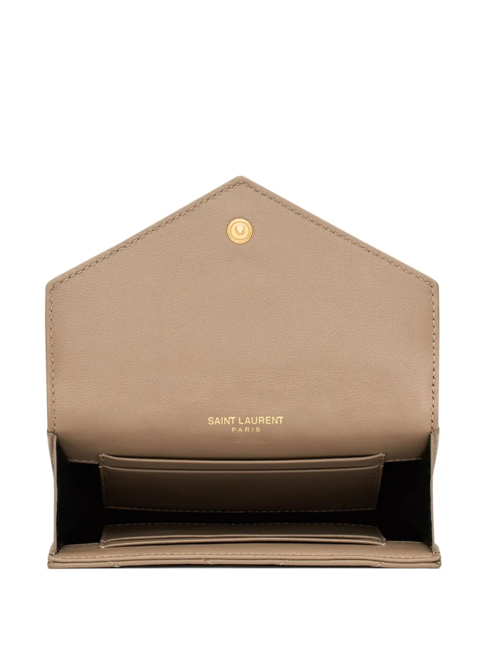 Saint Laurent Gewatteerde leren portemonnee Beige