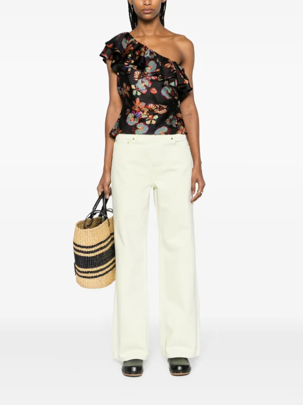 Ulla Johnson Adaleigh Ruffled one-shoulder Top | Black