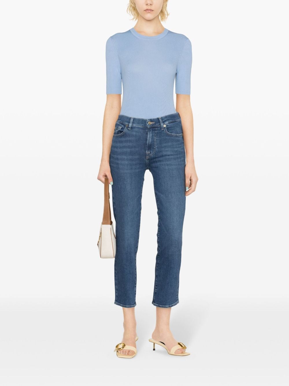 7 For All Mankind Slim Illusion Saturday straight cropped jeans Blauw