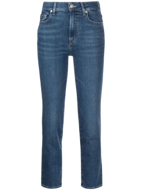 7 For All Mankind Slim Illusion Saturday straight-leg cropped jeans