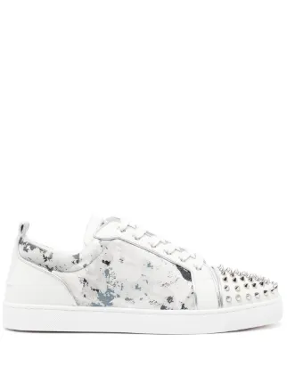 Louboutin trainers white spikes hotsell