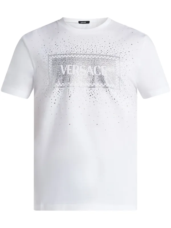 【送料&関税込】Versace T-shirt With 90s Vintage Logo Embroidered '90s Vintage Logo T-Shirt White | VERSACE CA
