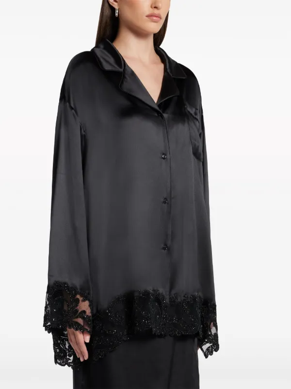 Versace バロッコ レーストリム シャツ | ブラック | FARFETCH JP