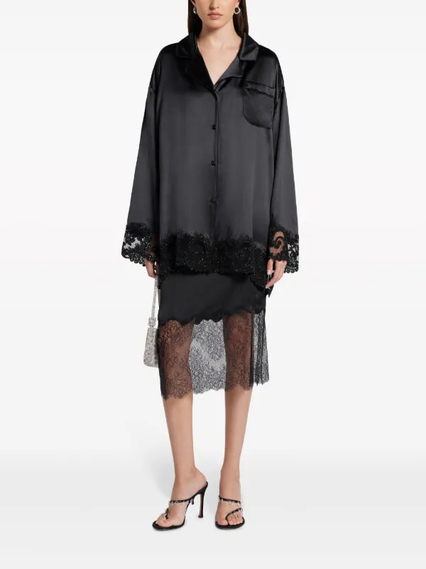 Versace バロッコ レーストリム シャツ | ブラック | FARFETCH JP